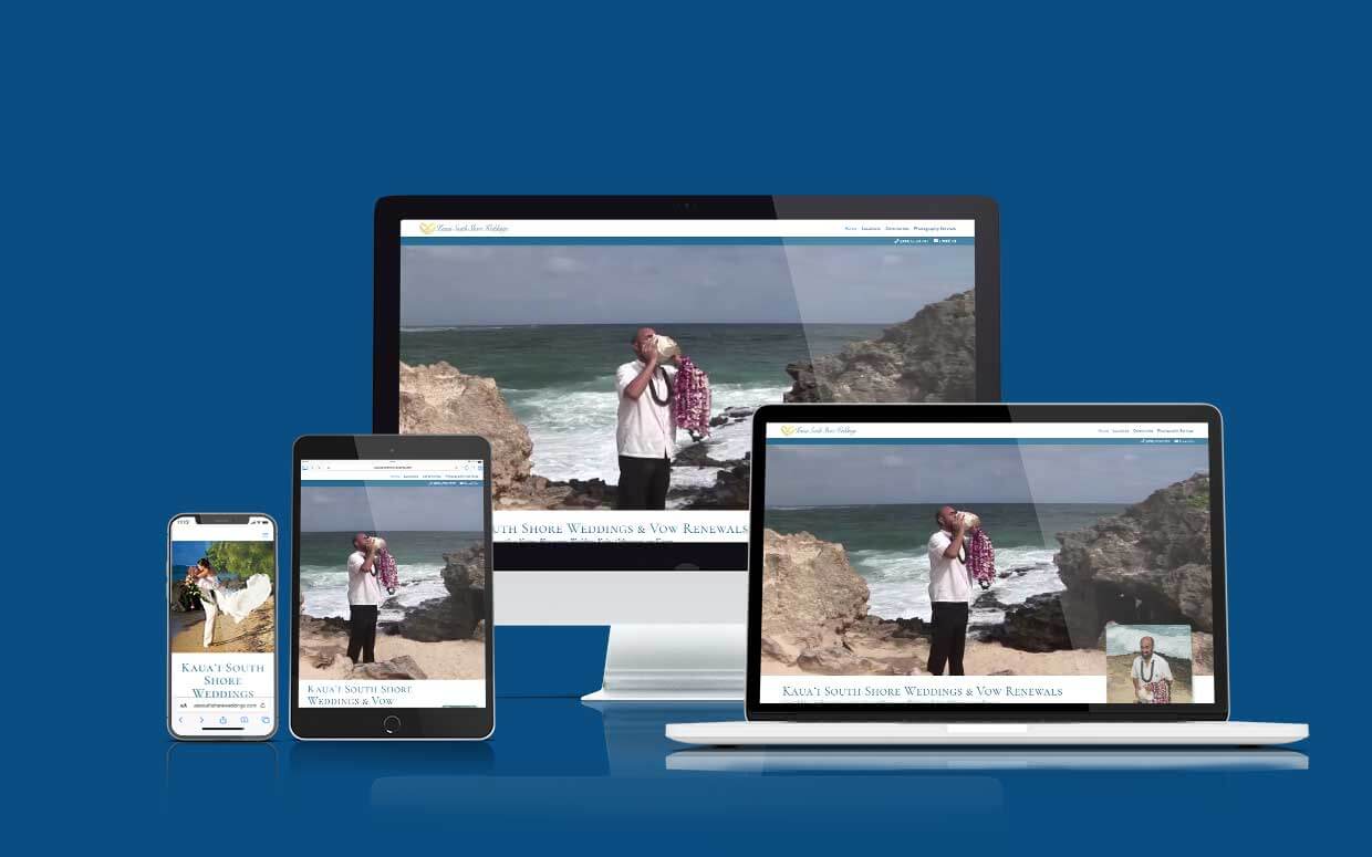 Custom website design by Shaka Web Design Services where every website is built with Aloha - Kauai South Shore Weddings - Pastor Harold Kilborn