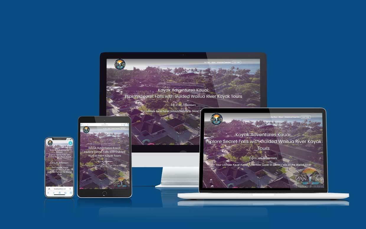 Custom website design by Shaka Web Design Services where every website is built with Aloha - Kauai Kayak Adventures