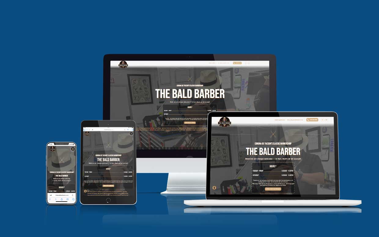 Custom website design by Shaka Web Design Services where every website is built with Aloha - The Bald Barber AZ