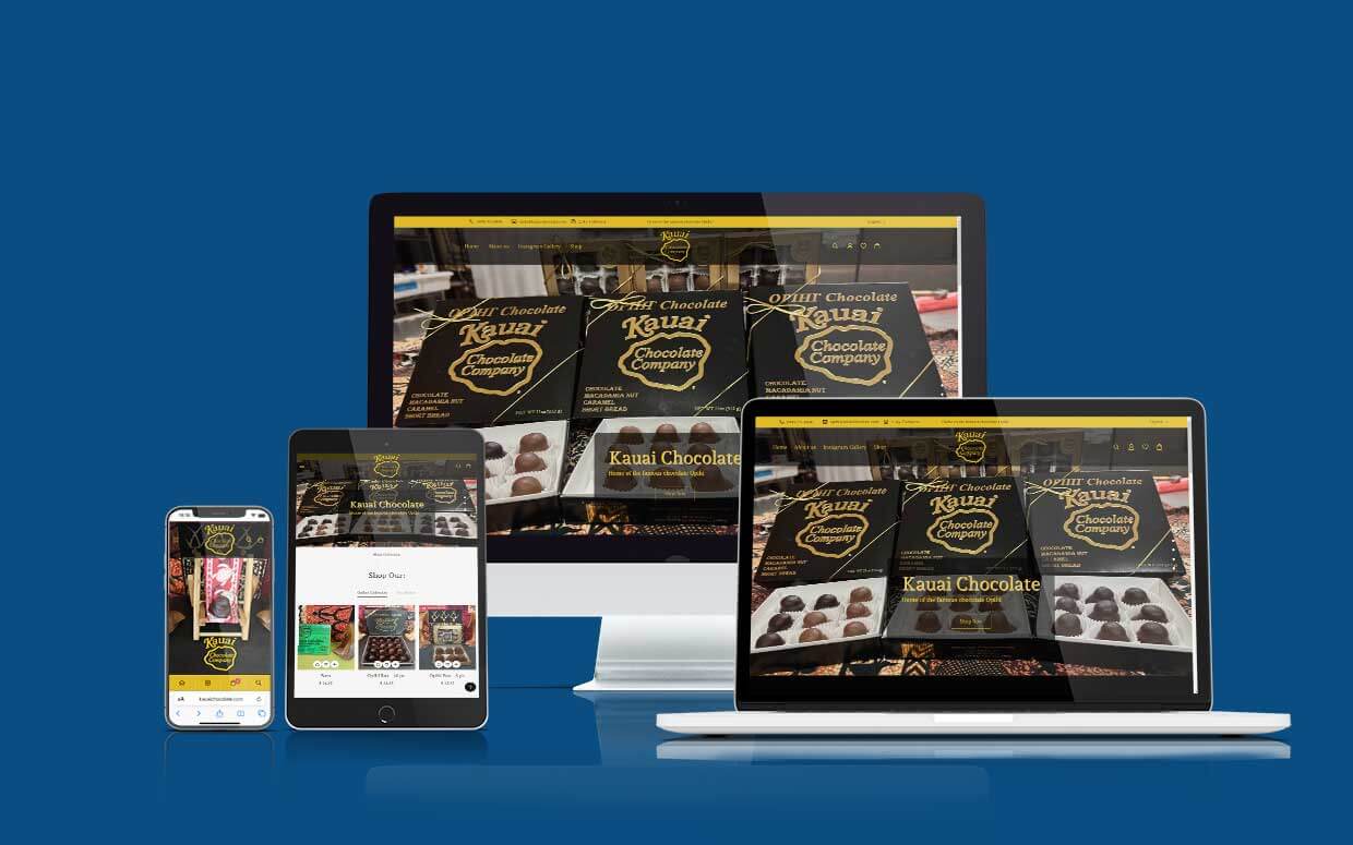 Kauai Chocolate Company Custom website design by Shaka Web Design Services where every website is built with Aloha.